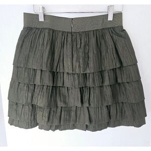 J.Crew Habotai Crinkle Tiered Silk Mini Skirt | Olive Green | Women’s 0